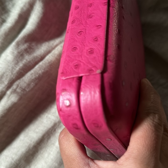 Rebecca minkoff pink ostrich embossed clutch shoulder bag - Picture 6 of 12